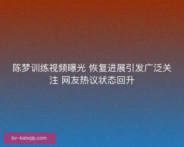 陈梦训练视频曝光 恢复进展引发广泛关注 网友热议状态回升